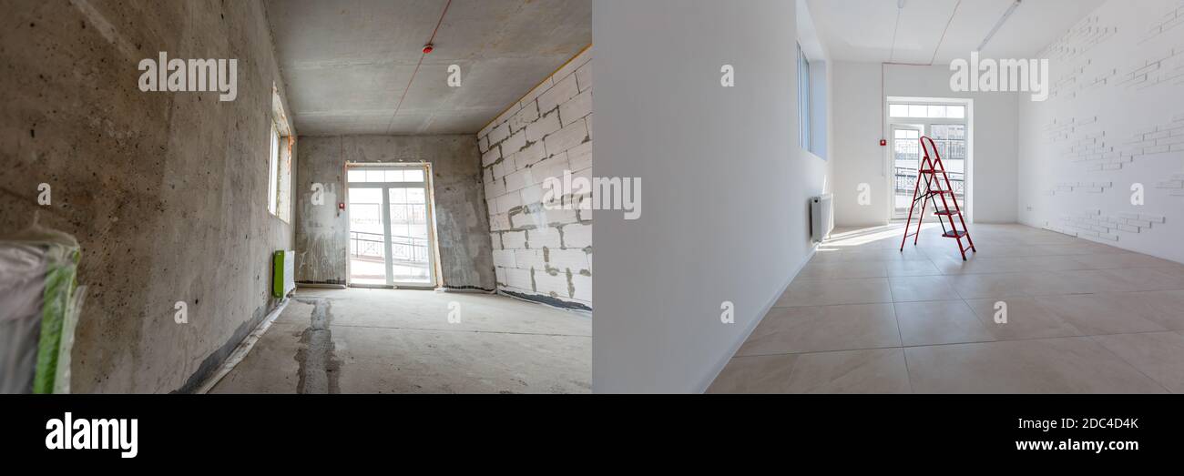 construction of the wooden frame of a roof Fibrerglass insulation installed in the sloping ceiling of a house. Construction of Drywall-Plasterboard Stock Photo
