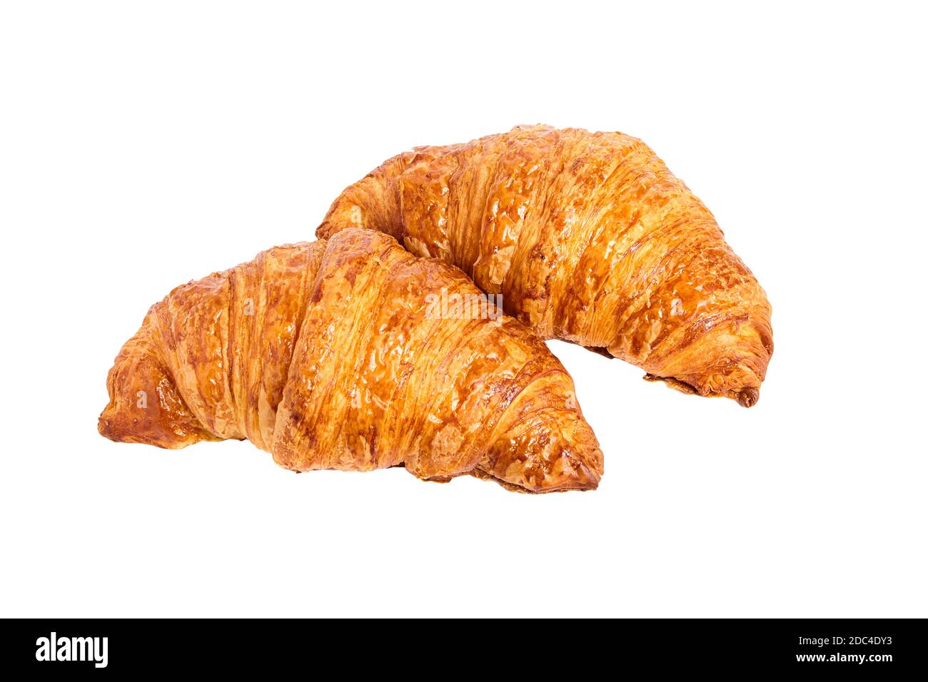 Two croissants isolated on white background Stock Photo