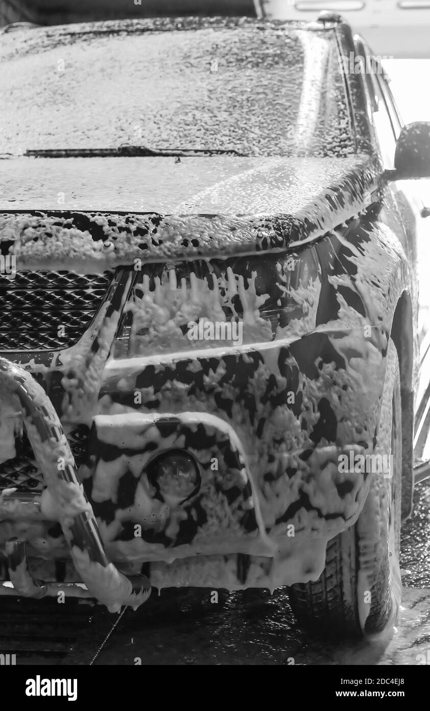 car at car wash shampoos Stock Photo