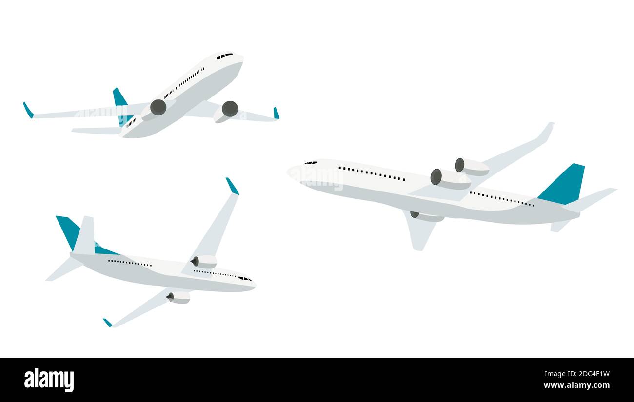 Flat airplane icon collection set isolated on white background ...