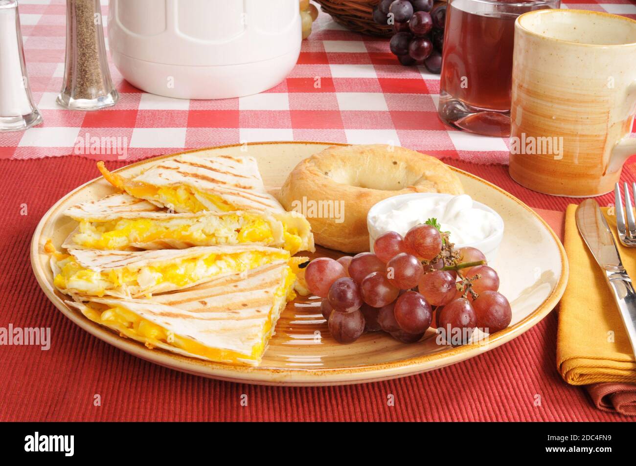 Egg and cheese breakfast quesadilla Stock Photo Alamy