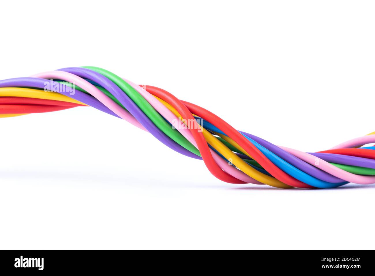 Colorful electrical cable isolated on white background Stock Photo