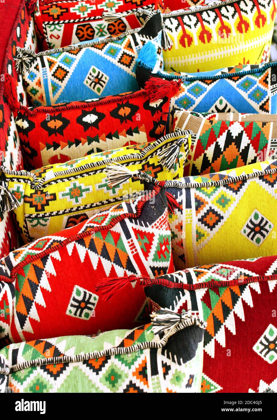 Traditional oriental carpets in Wakif souk in Doha Qatar Stock Photo