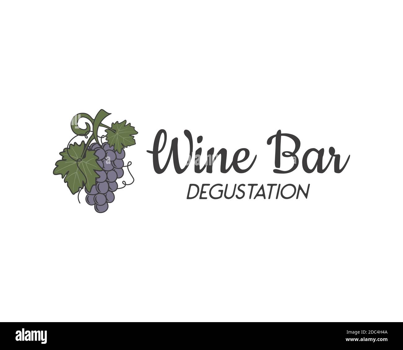 Wine bar degustation logo template. Wine grape with calligraphic sign