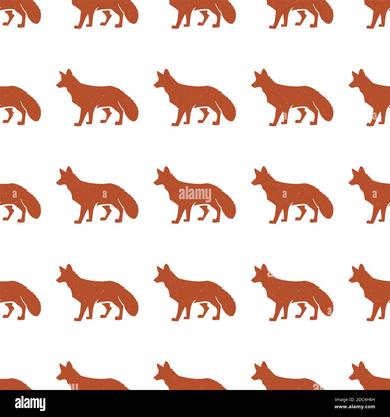 Red Fox pattern. Seamless background illustration with wild animal symbols,  elements. Monochrome silhouette design. Stock seamless pattern isolated on  Stock Photo - Alamy