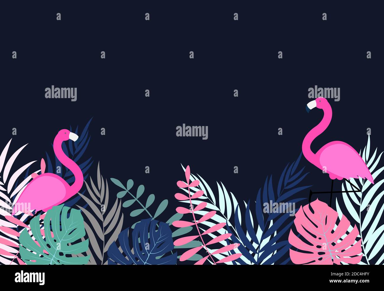 Cute Pink Flamingo Summer Background Illustration Stock Photo - Alamy