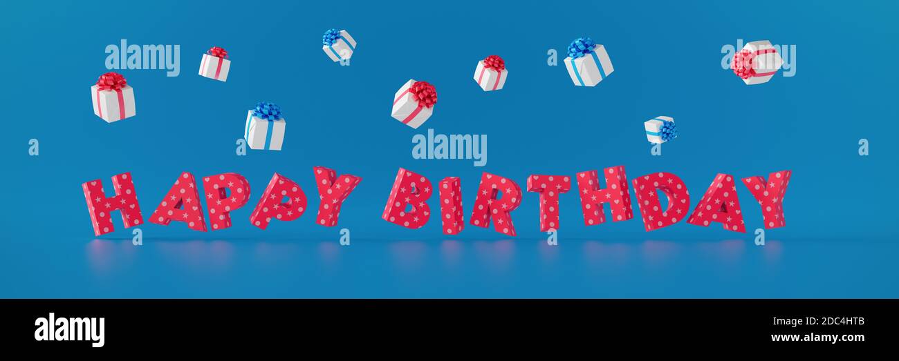 Happy Birthday colorful letters banner 3D render 3D illustration Stock Photo