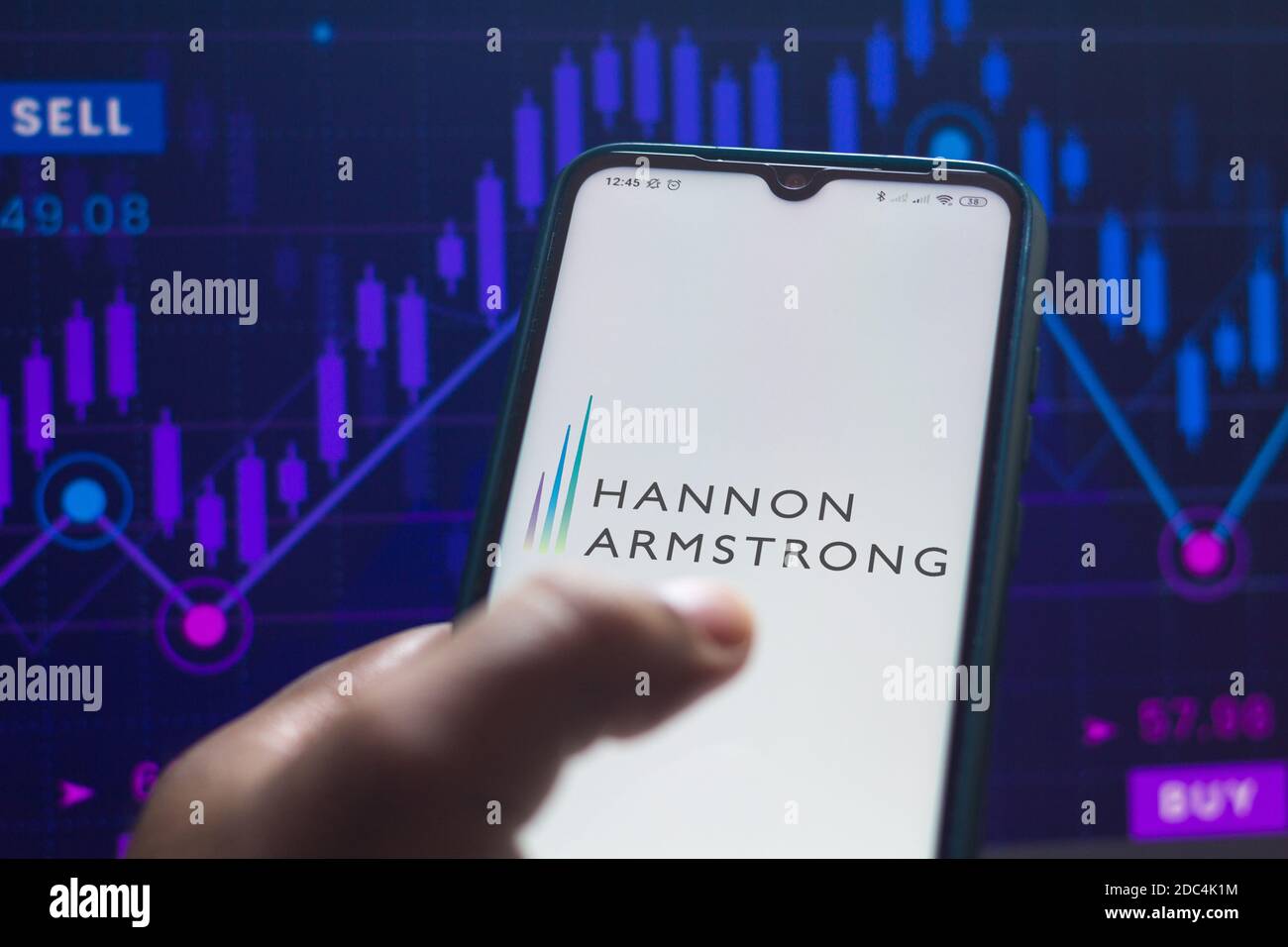 In this photo illustration the Hannon Armstrong logo seen displayed on