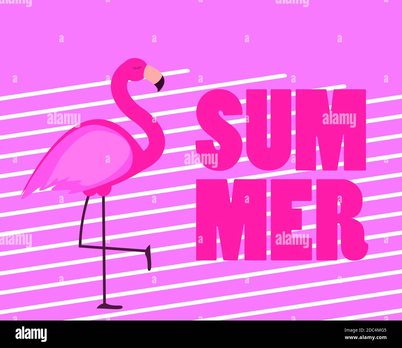 Cute Pink Flamingo Summer Background Illustration Stock Photo - Alamy