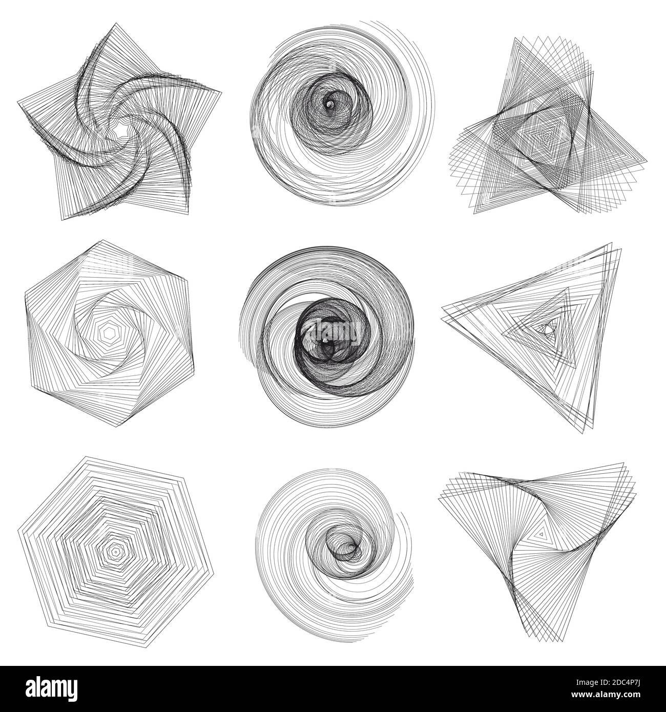 Set of abstract geometric elements and shapes on white background ...