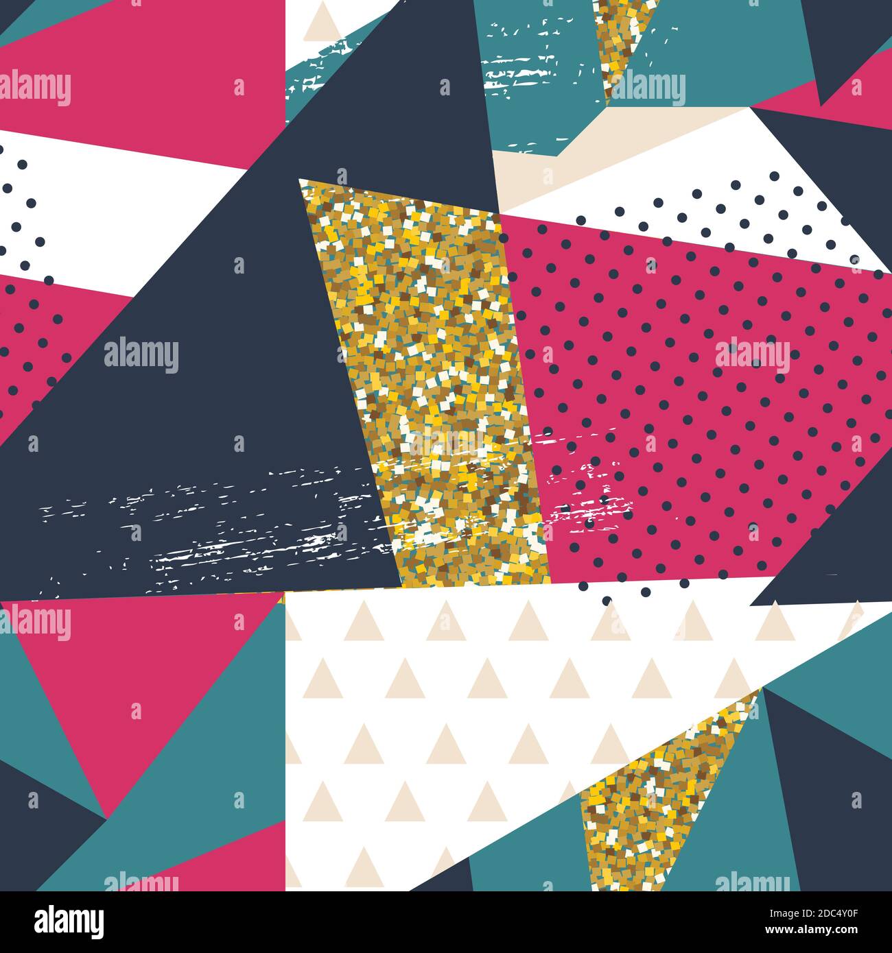 Abstract Geometric Seamless Pattern Background with Glitter Elements ...