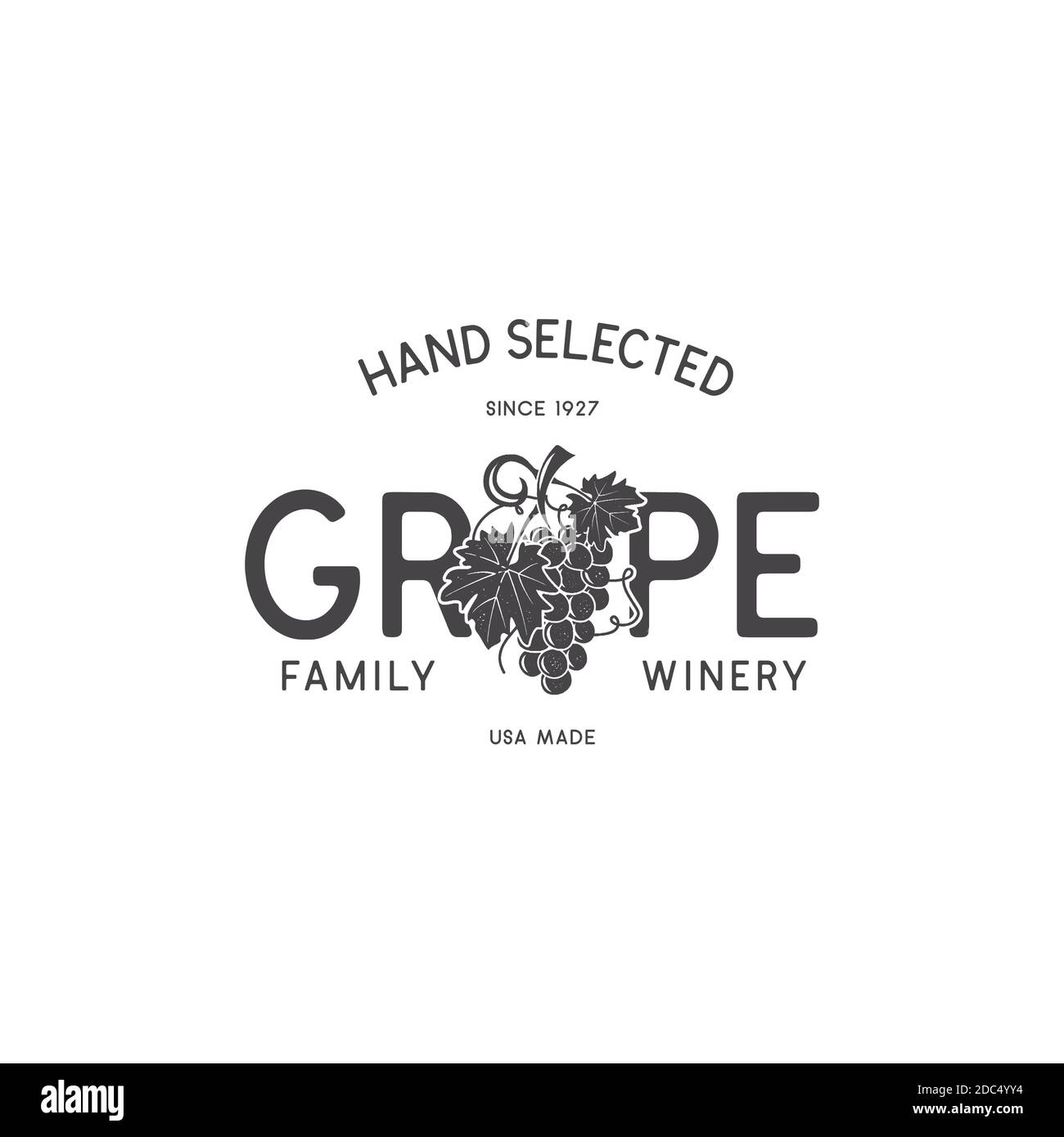 Family Wine shop, winery logo template concept. Vine, leaf and