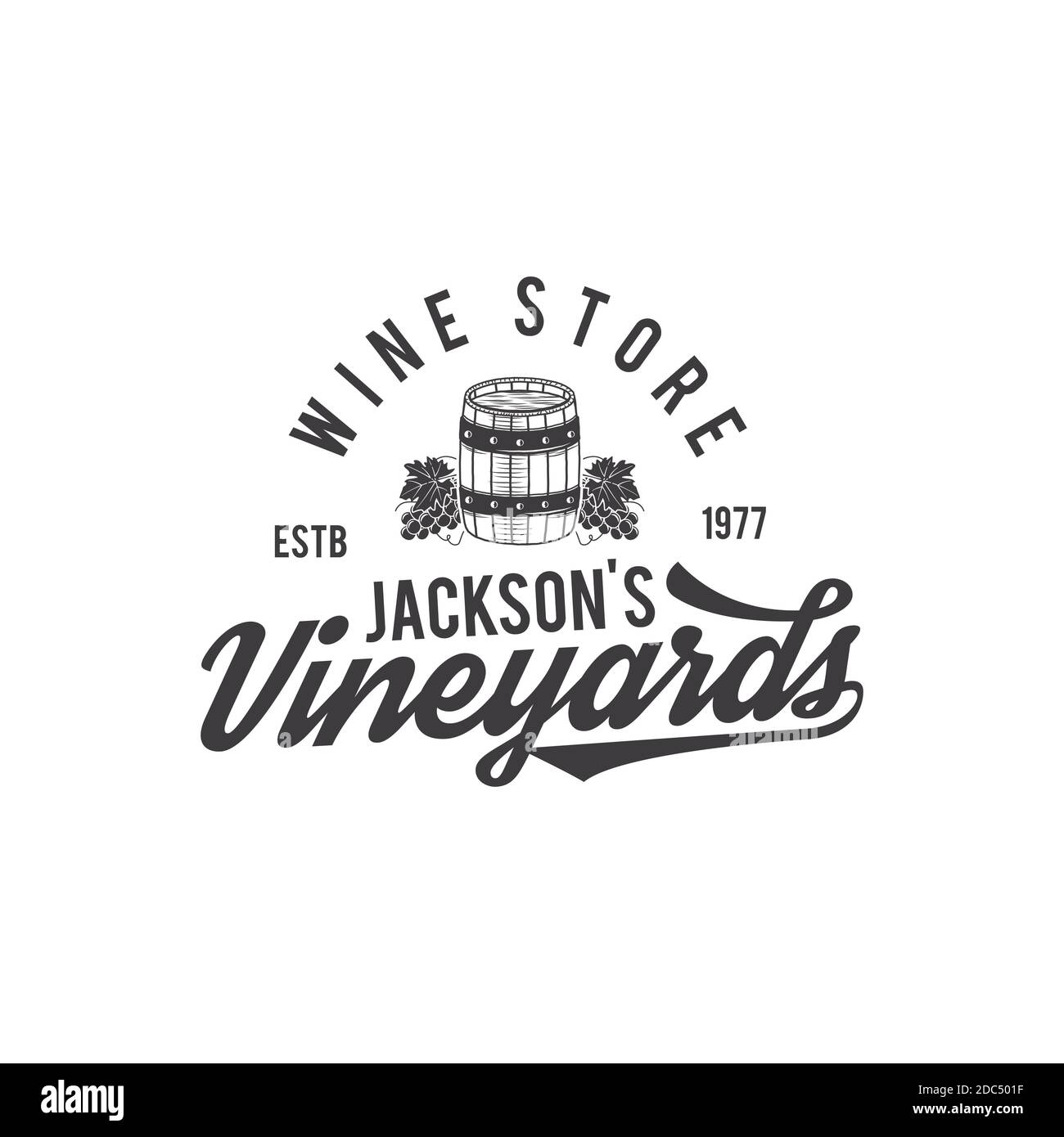 Wine shop logo, label. Organic wines.Vineyard badge. Retro Drink symbol