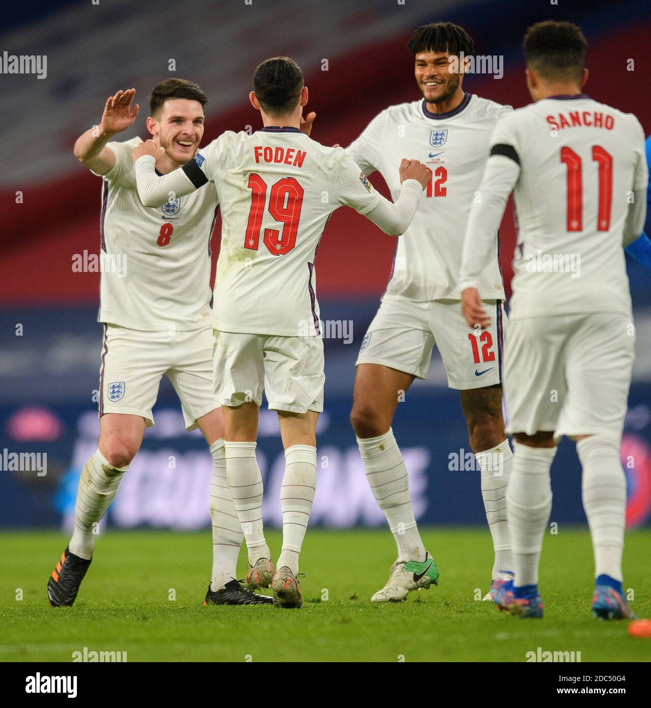 Wembley Stadium, London, 18th Nov 2020.   Engand’s Phil Foden celebrates his second goal  England v Iceland - UEFA Nations League - Group A2 - Wembley Picture Credit : © Mark Pain / Alamy Live News Stock Photo