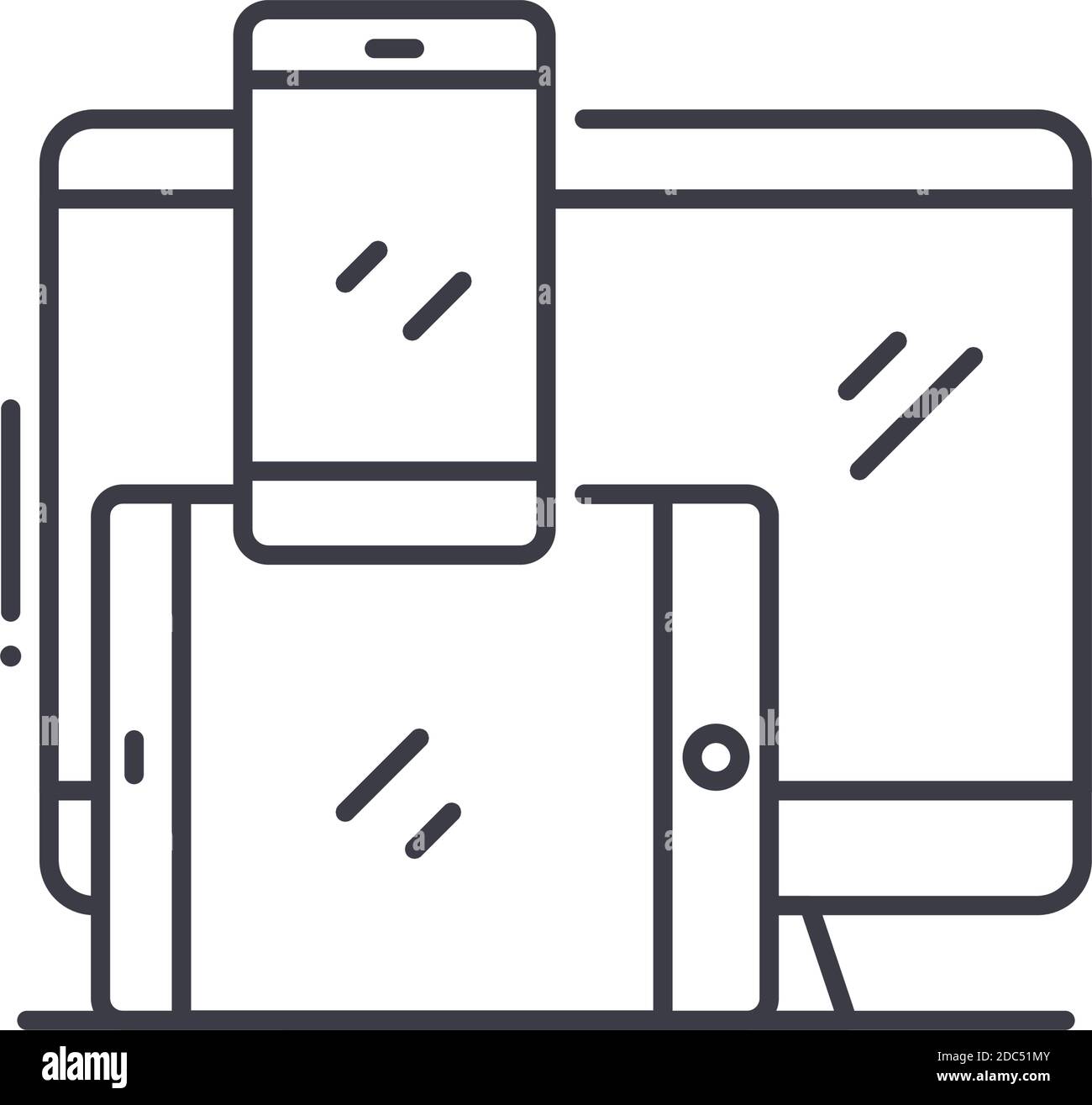 Responsive design icon, linear isolated illustration, thin line vector ...
