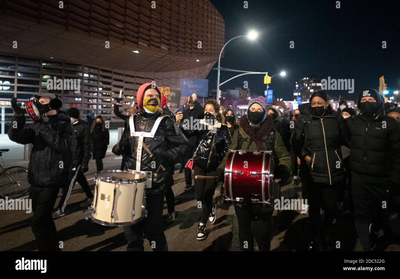 New York, New York, USA. 17th Nov, 2020. The People's March for Black Liberation are shown marching in Brooklyn Borough of New York, New York. Organizers are continuing their protest against police brutality and social injustices. The People's March were also recognizing Quawan Charles, 15 year old Louisiana child, who went missing and whose body was later found in a sugarcane field, reports said Credit: Brian Branch Price/ZUMA Wire/Alamy Live News Stock Photo