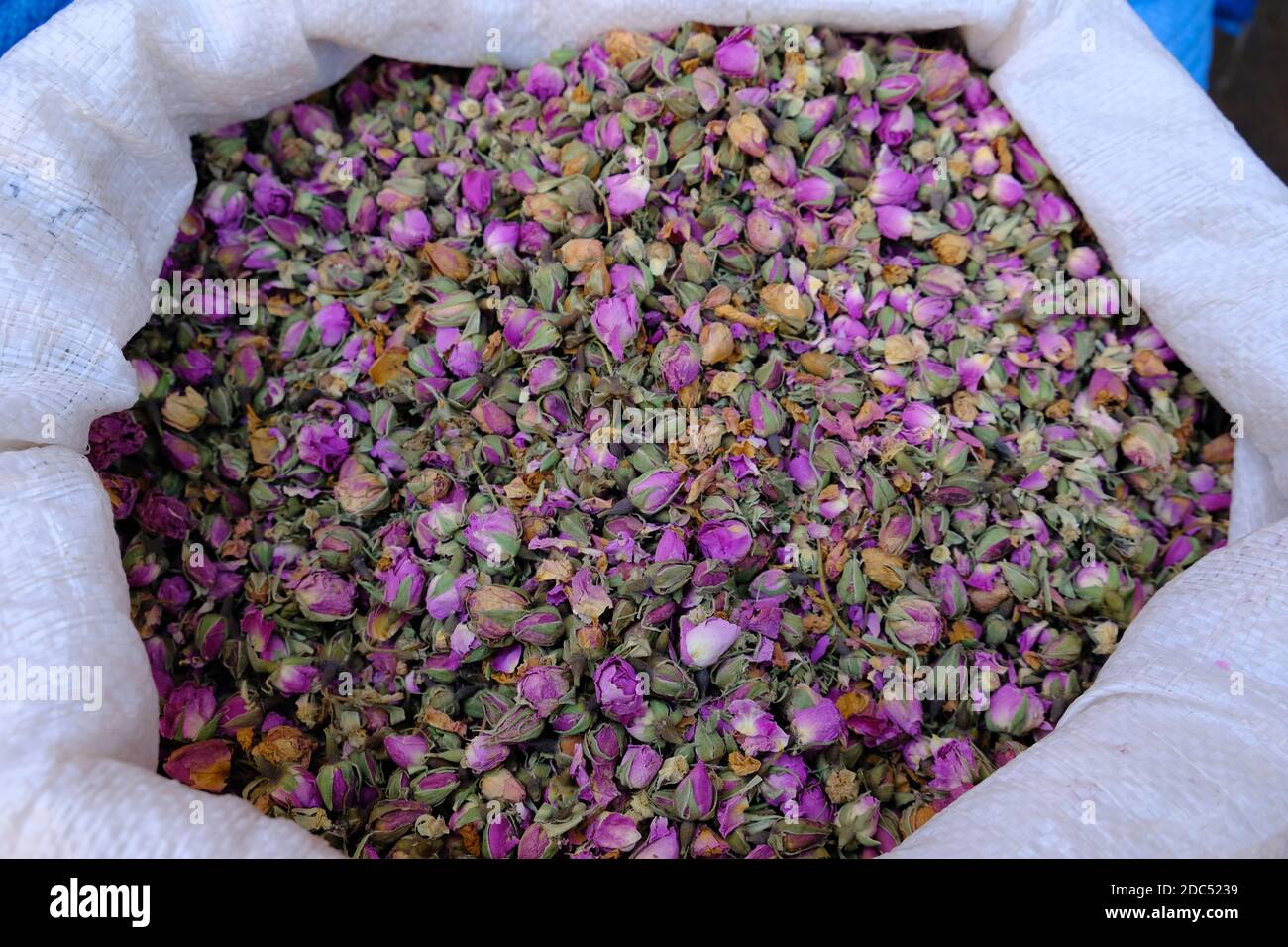 Morocco Marrakesh - Colorful Clover blossoms of a spice dealer Stock Photo