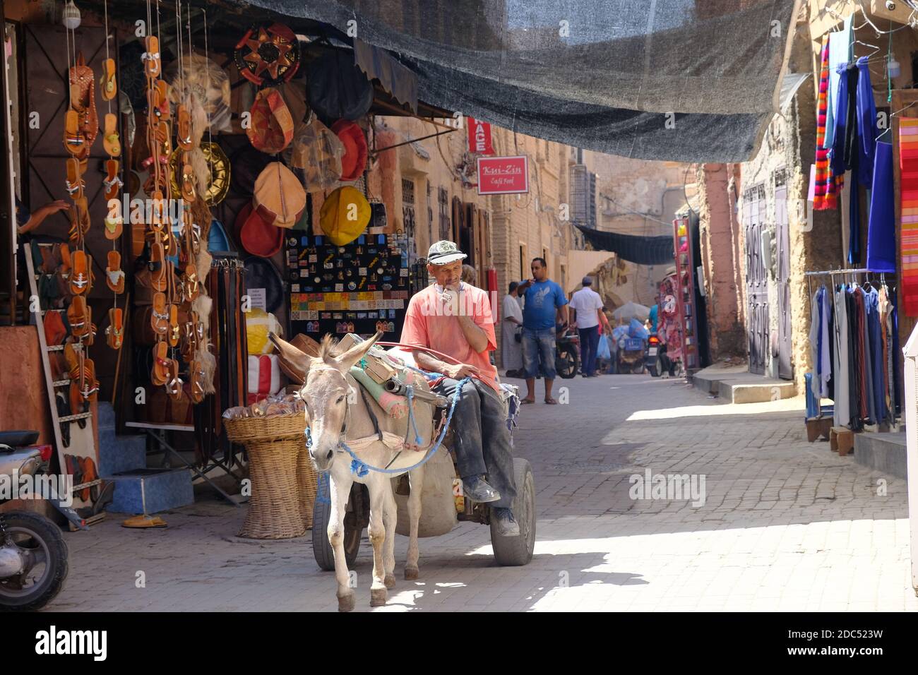 Morocco Marrakesh  - Daily life in Medina Red city with narrow trading streets Stock Photo