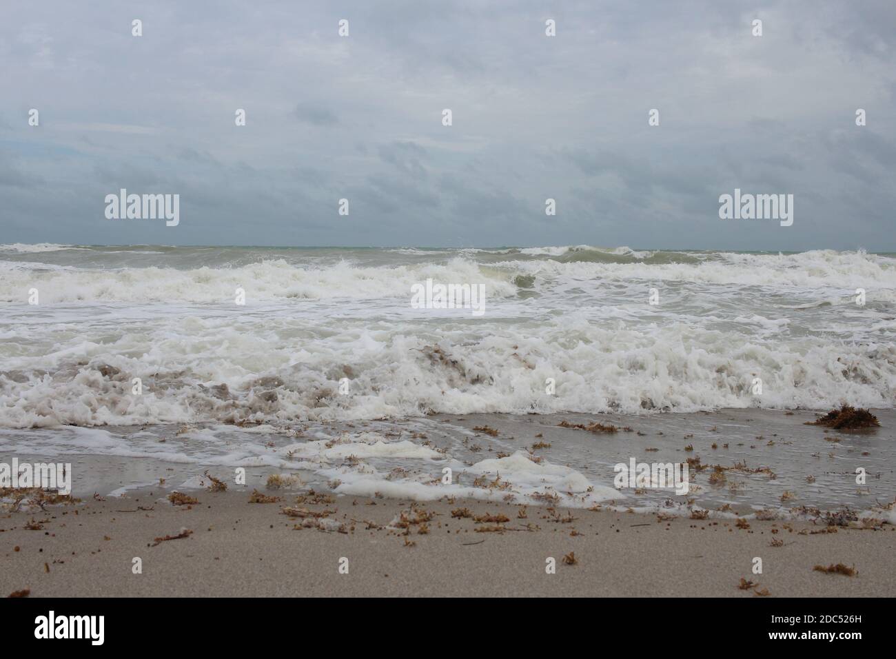 Choppy waves on a gloomy day - medium shot Stock Photo