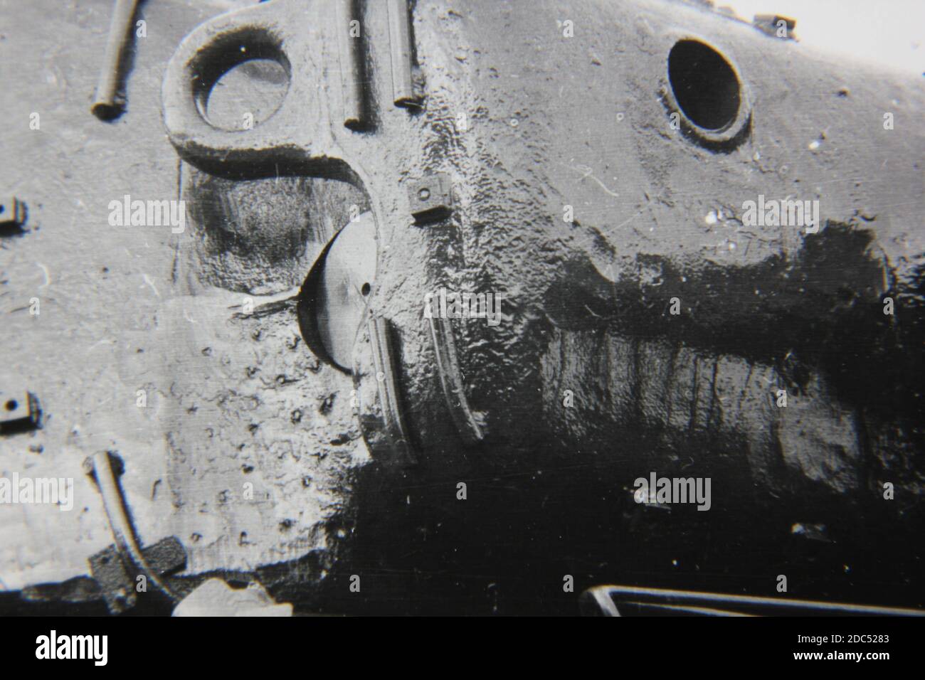 Fine 1970s vintage black and white photography closeup of a formidable ...