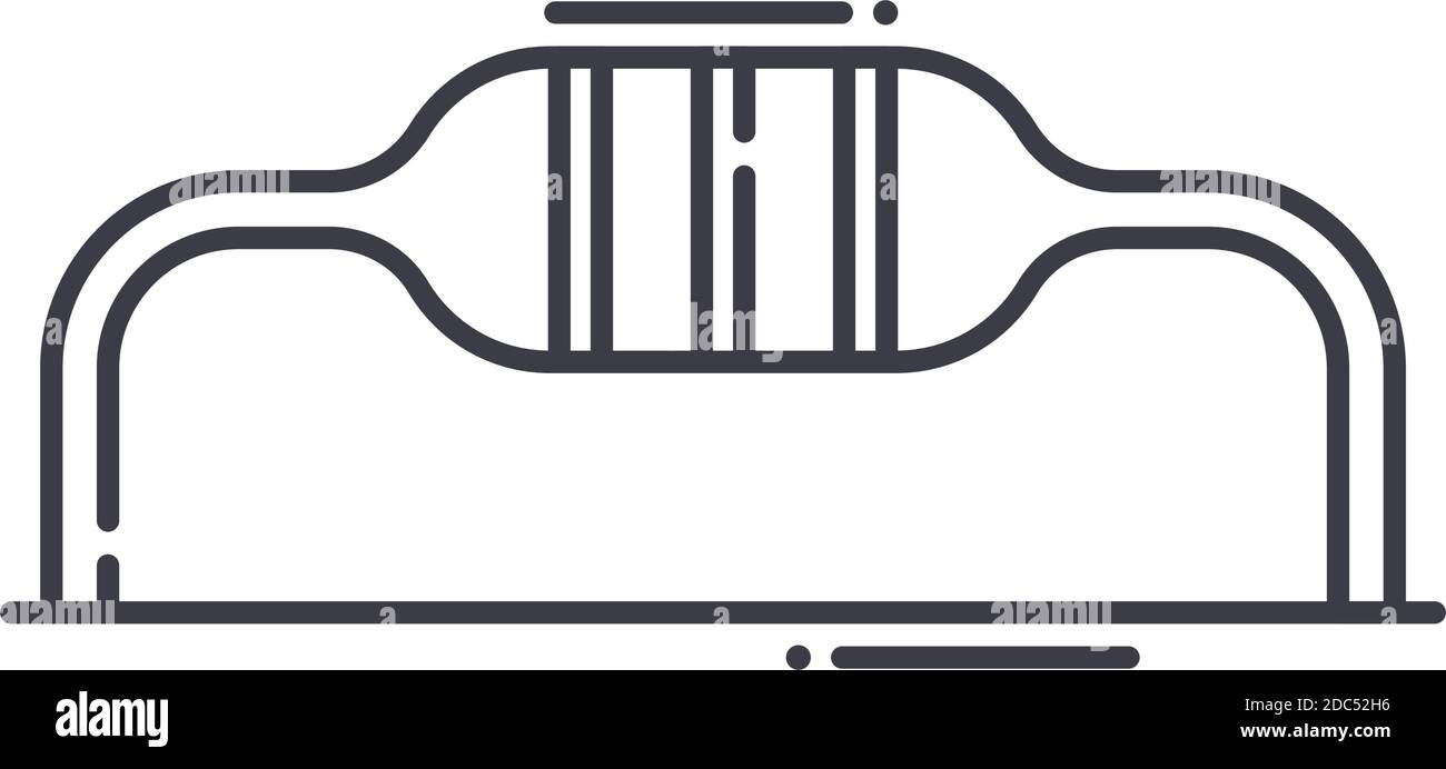 Resistor icon, linear isolated illustration, thin line vector, web design sign, outline concept symbol with editable stroke on white background. Stock Vector