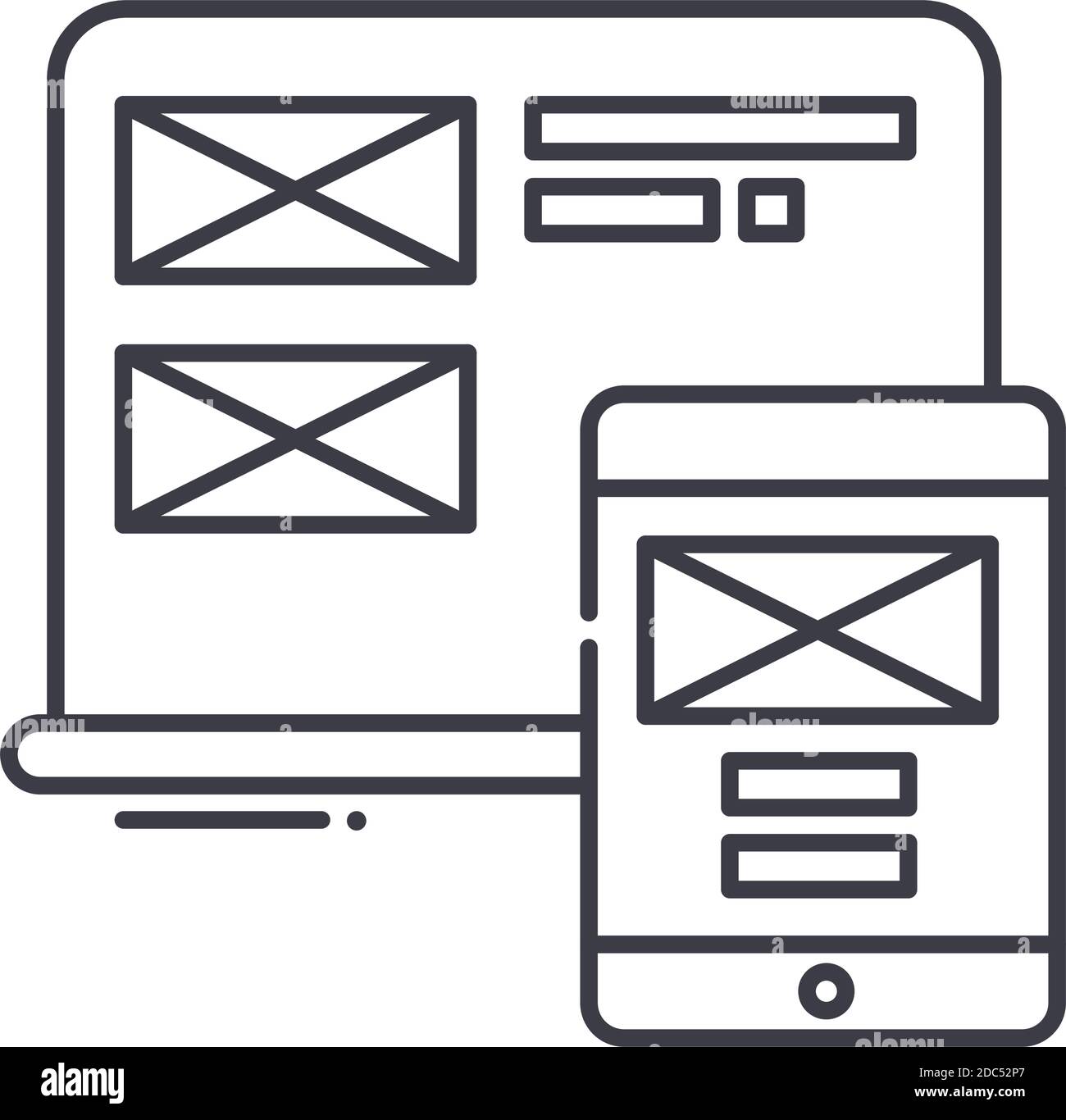 Responsive design concept icon, linear isolated illustration, thin line ...