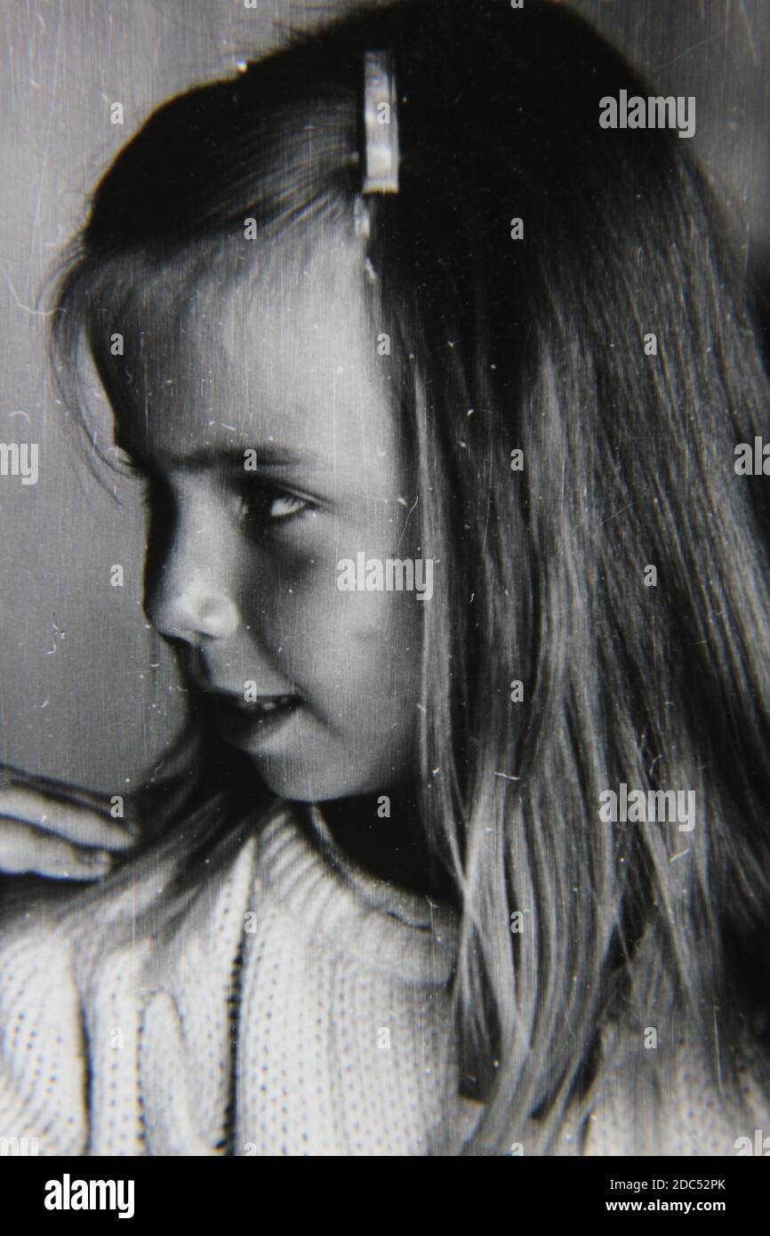 Fine 1970s vintage black and white photography of a portrait head shot ...