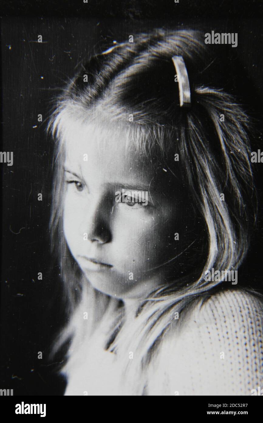 Fine 1970s vintage black and white photography of a portrait head shot ...