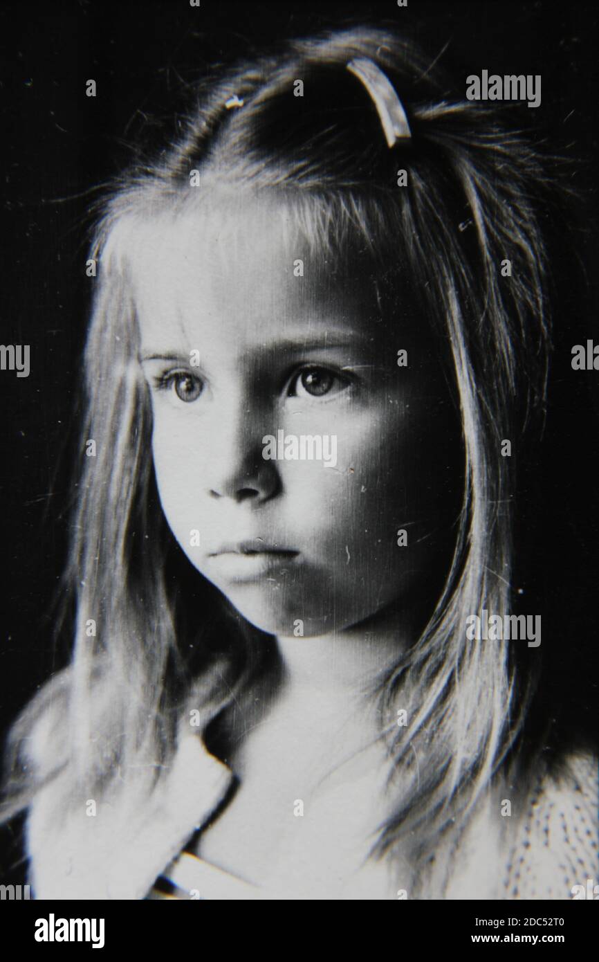 Fine 1970s vintage black and white photography of a portrait head shot ...