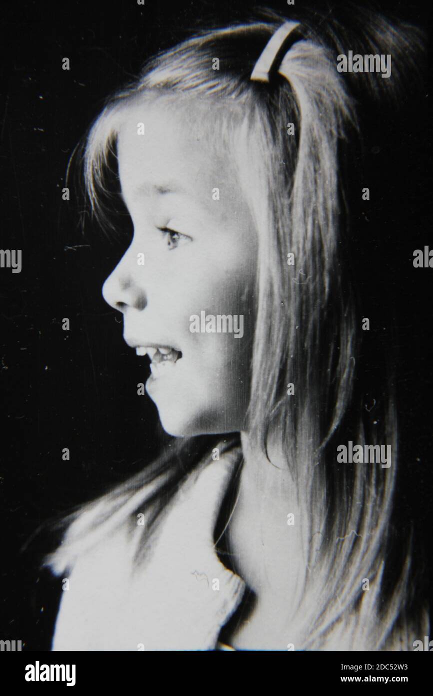 Fine 1970s vintage black and white photography of a portrait head shot ...