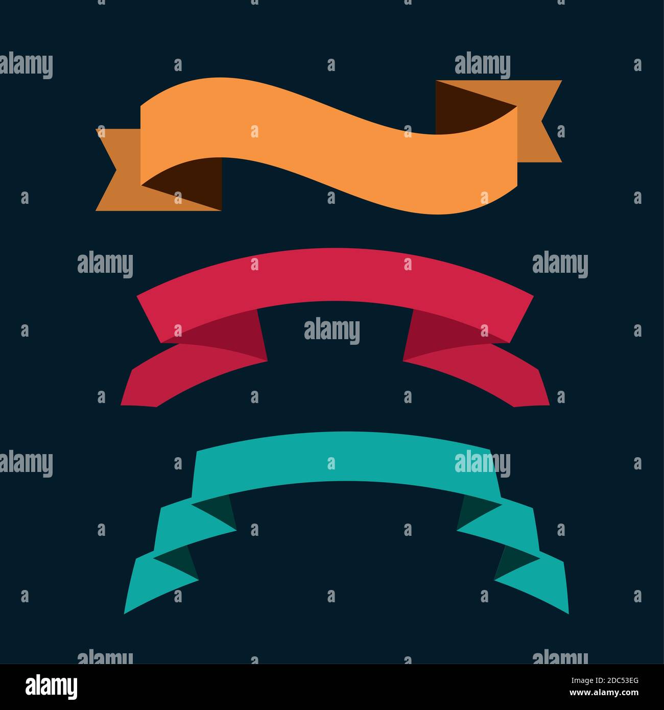 ribbons curved decoration ornament on black background vector ...