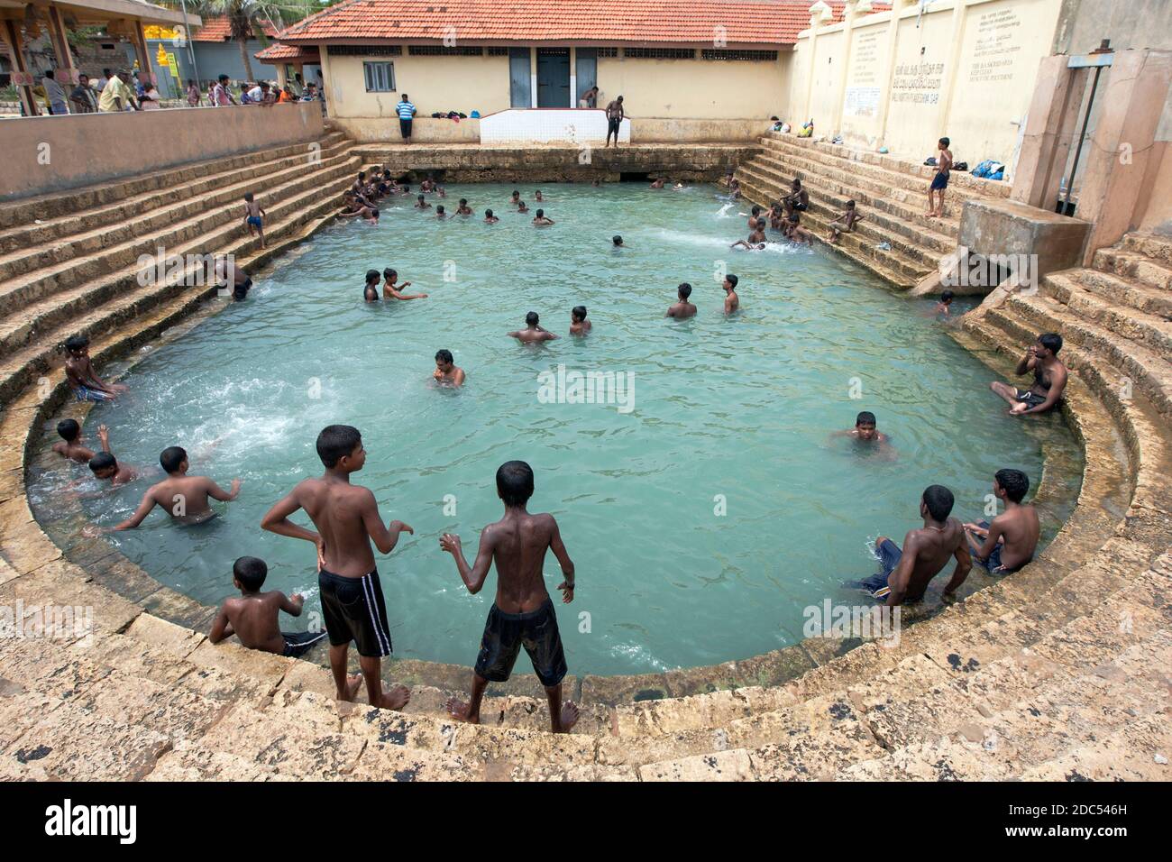 Bathers enjoy a swim in Vali North Pradeshiya Sabha (Keerimalai Sacred