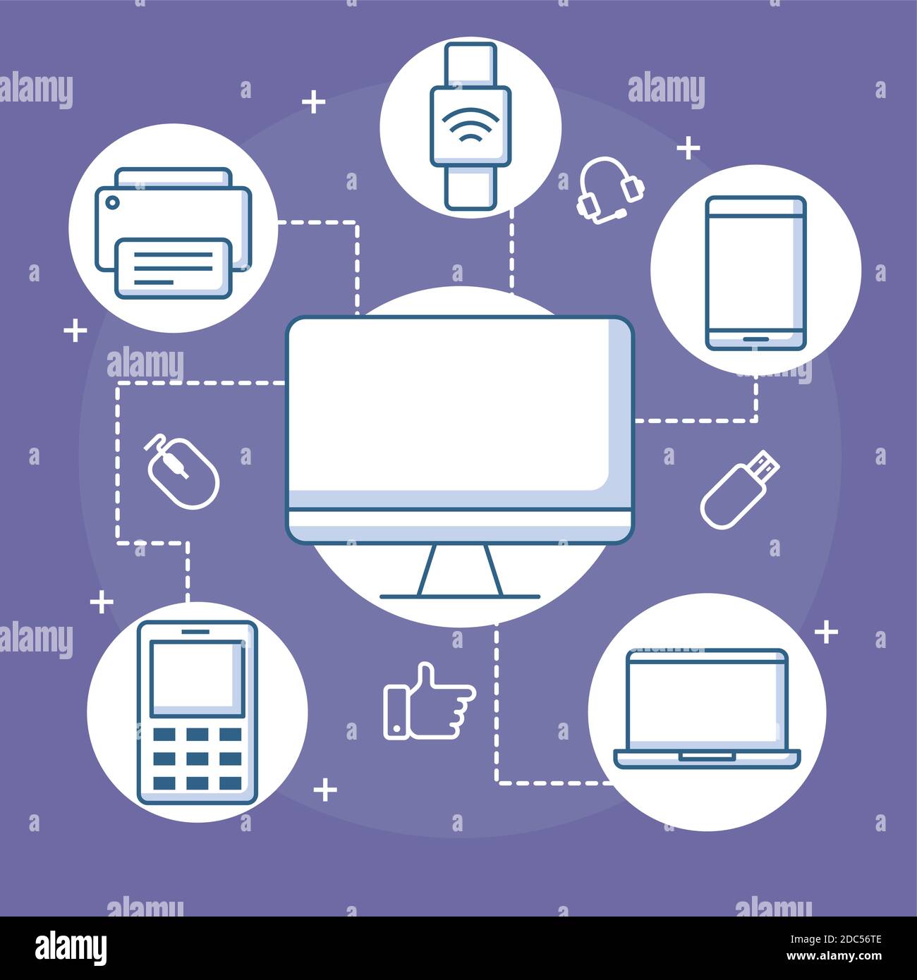 devices connection computer smart watch mobile printer and laptop ...