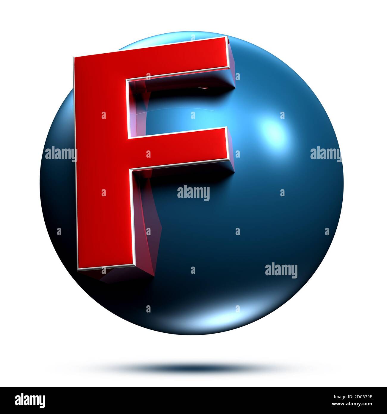 F logo isolated on white background illustration 3D rendering with clipping path. Stock Photo