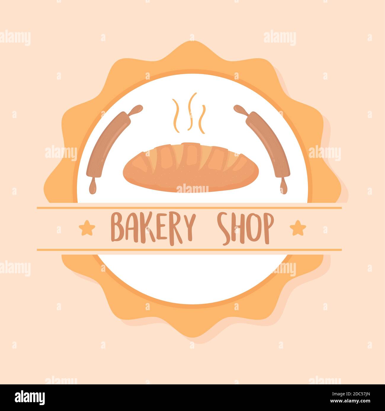 bakery shop bread and rolling pin banner vector illustration Stock ...