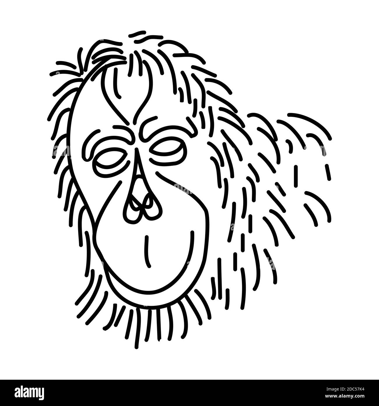 Orangutan Icon. Tropical Animal Hand Drawn Icon Set Vector. Stock Vector
