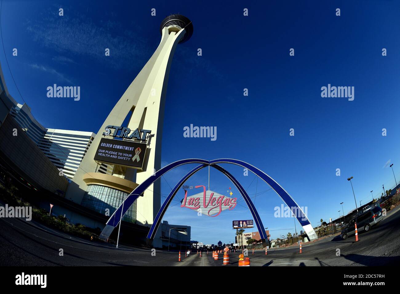 Las Vegas, Nevada, USA. 18th Nov, 2020. The Las Vegas Gateway Arches are  seen illuminated along the Las Vegas Strip for the first time. The 80-foot  tall arches, lighted with over 13,000