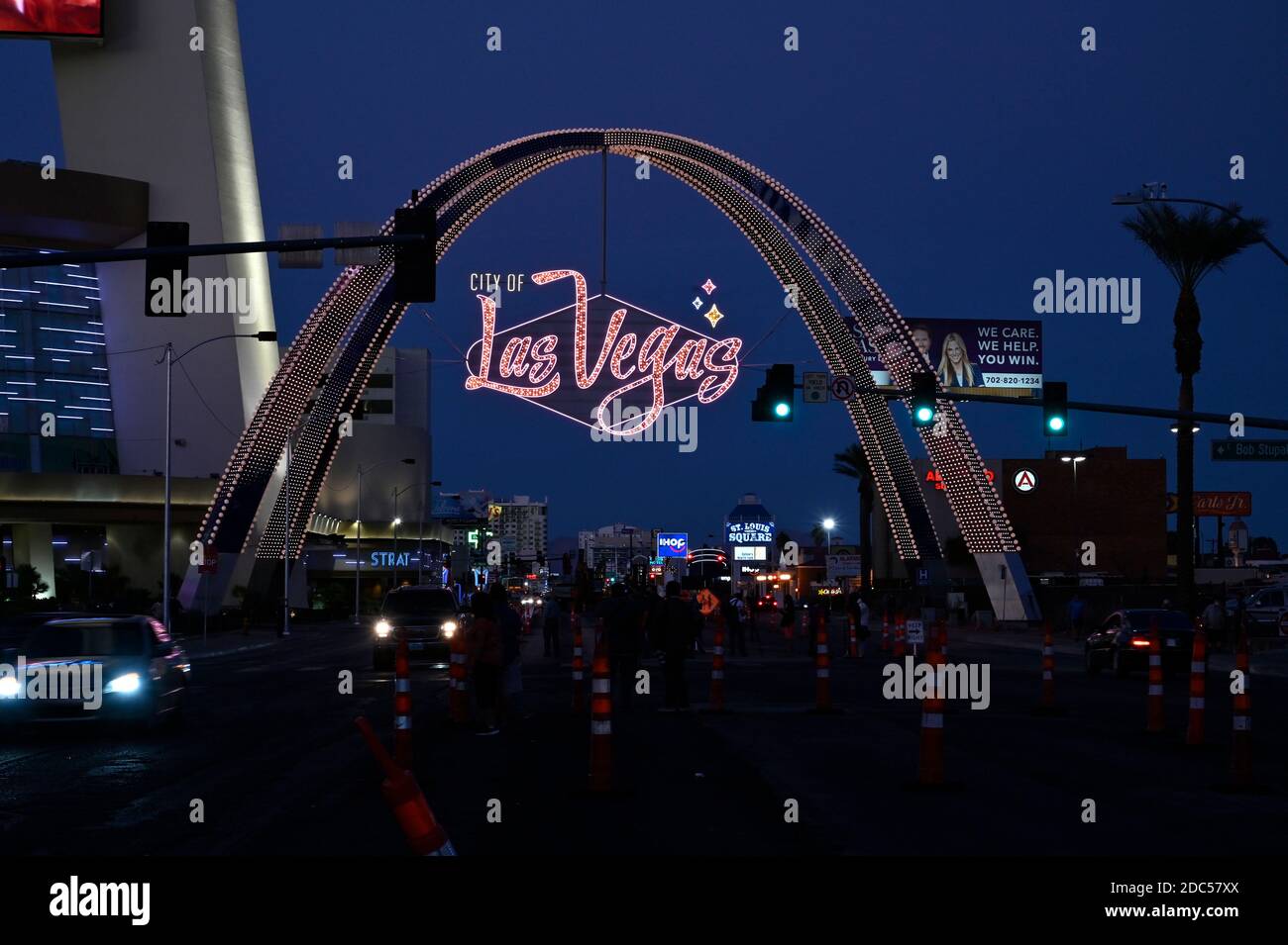 Las Vegas, Nevada, USA. 18th Nov, 2020. The Las Vegas Gateway Arches are  seen illuminated along the Las Vegas Strip for the first time. The 80-foot  tall arches, lighted with over 13,000