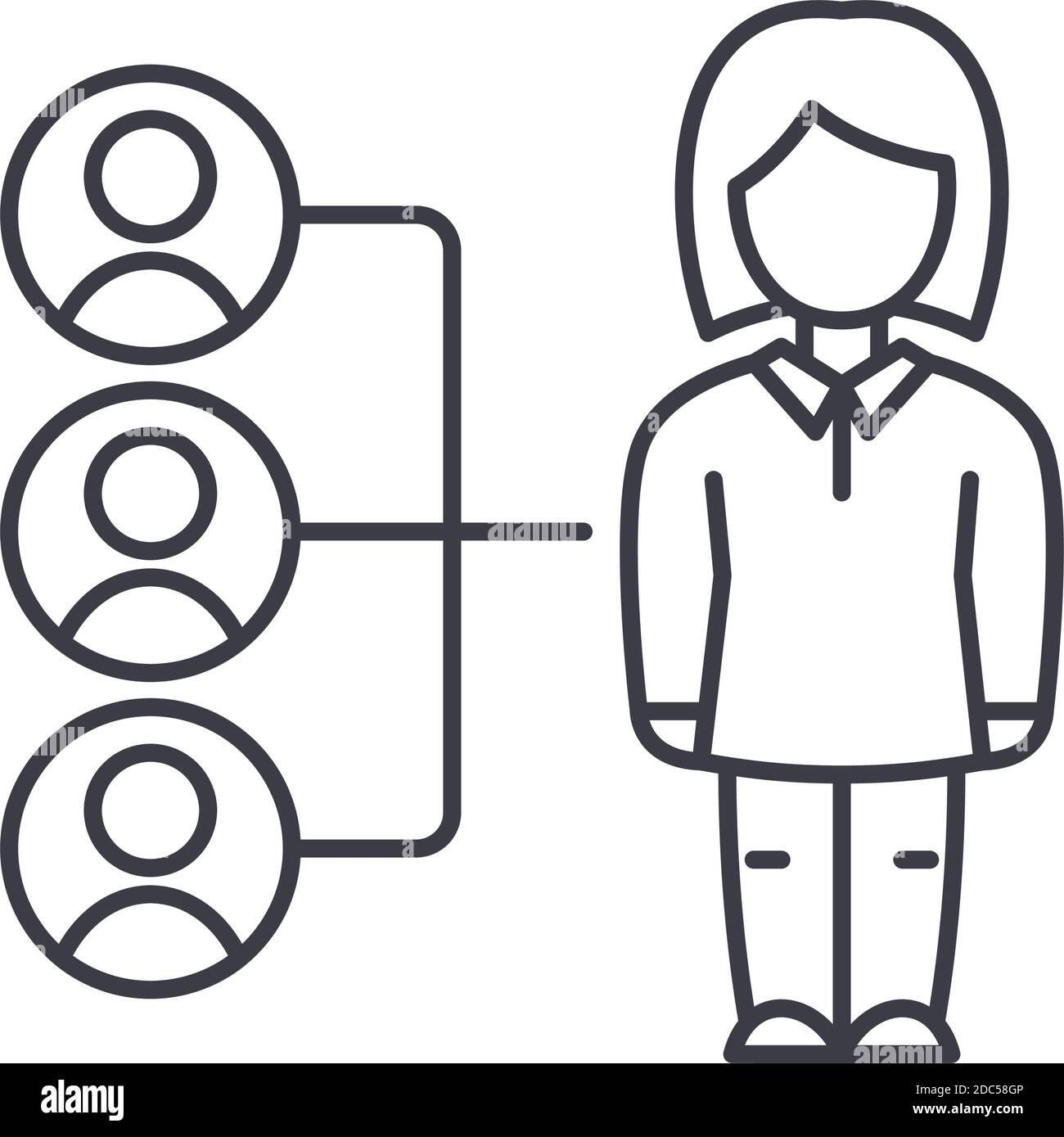 Referral sales icon, linear isolated illustration, thin line vector ...