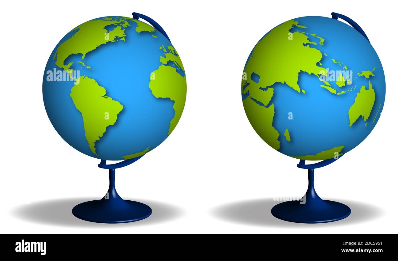 school globe on stand. Studying geography at school. Planet earth model ...