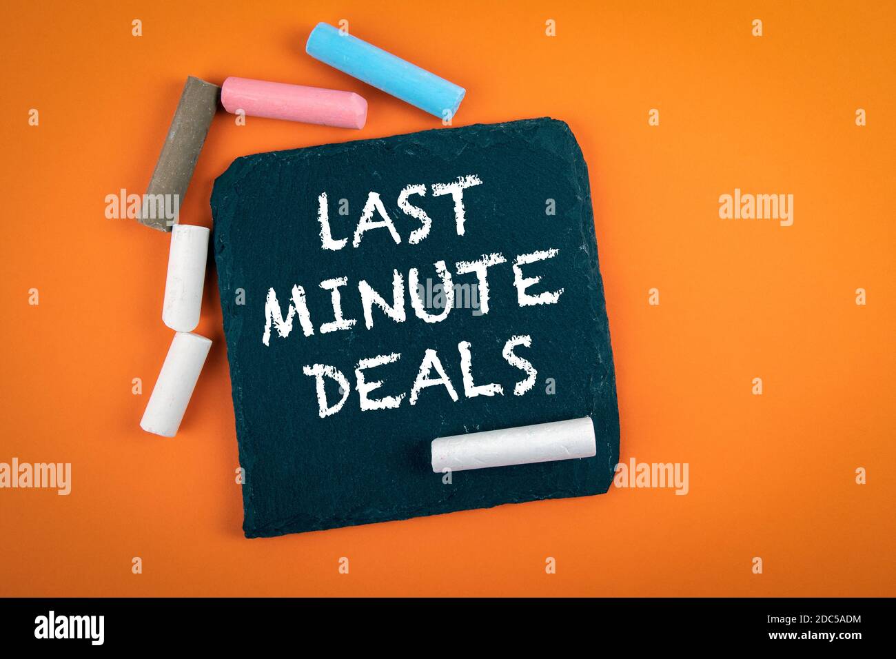 Last minute deals. Text on a stone surface. Banner for business