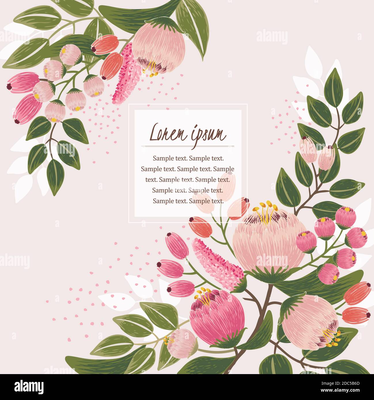 Vector illustration of a floral frame in spring. Design for Wedding ...
