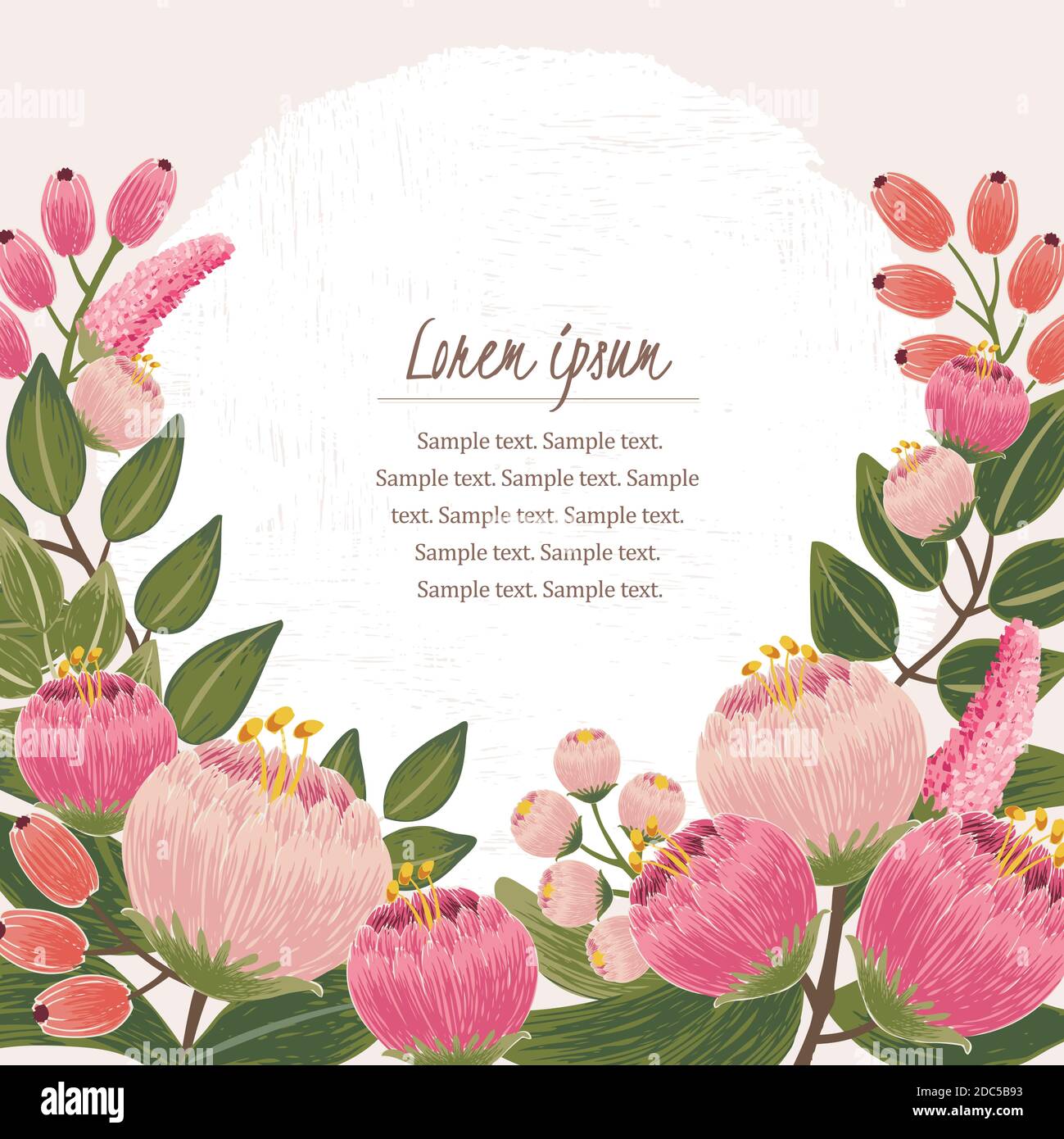 Vector illustration of a floral frame in spring. Design for Wedding ...