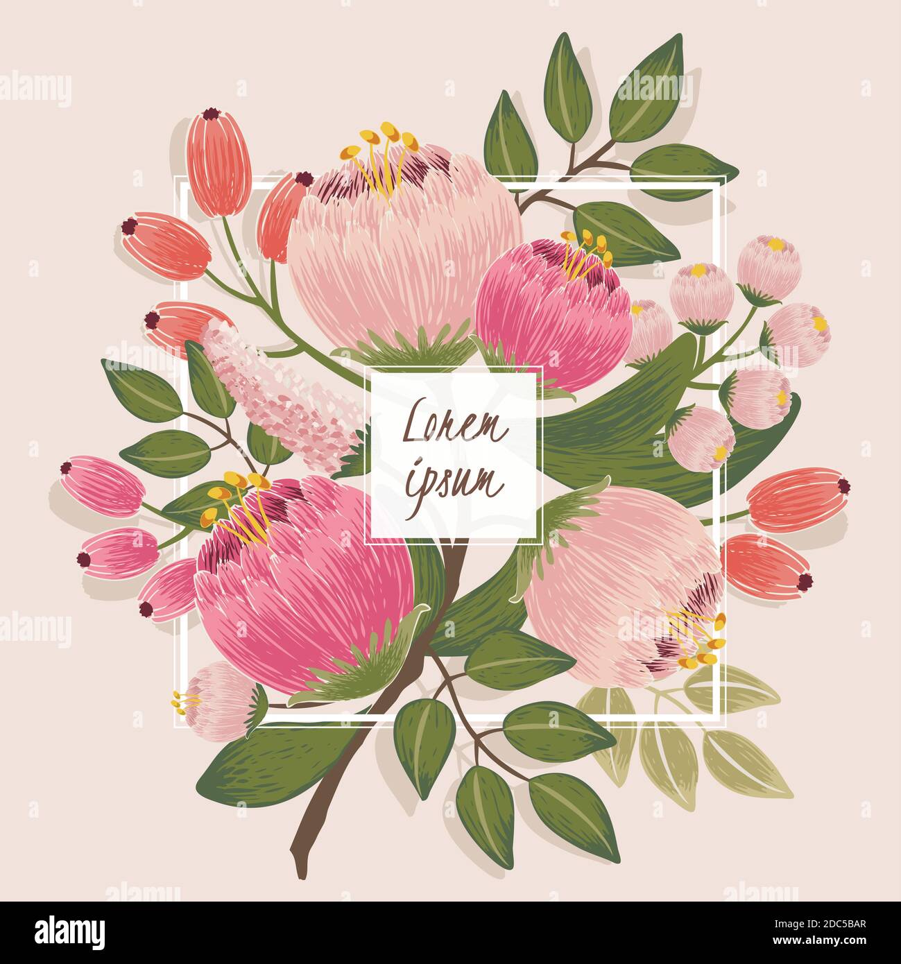 Vector illustration of a floral frame in spring. Design for Wedding ...