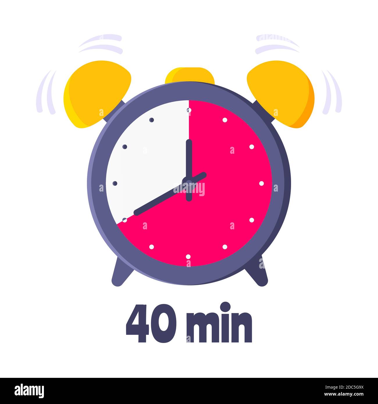 Forrty minutes on analog clock face flat style design vector