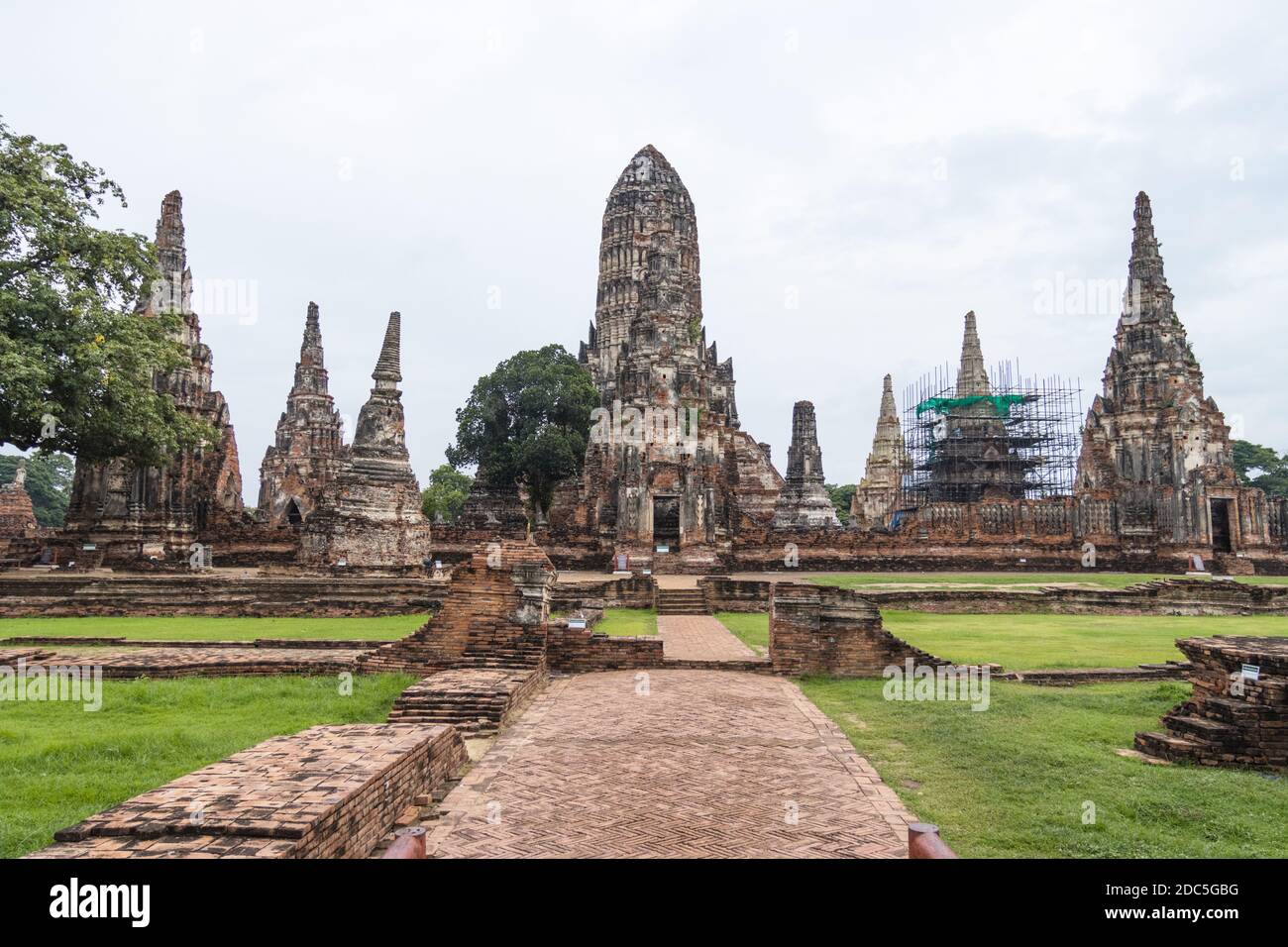 Wat Chaiwatthanaram is a Buddhist temple in the city of Ayutthaya Historical Park, is a landmark of Thailand History and is a tourist attraction Stock Photo