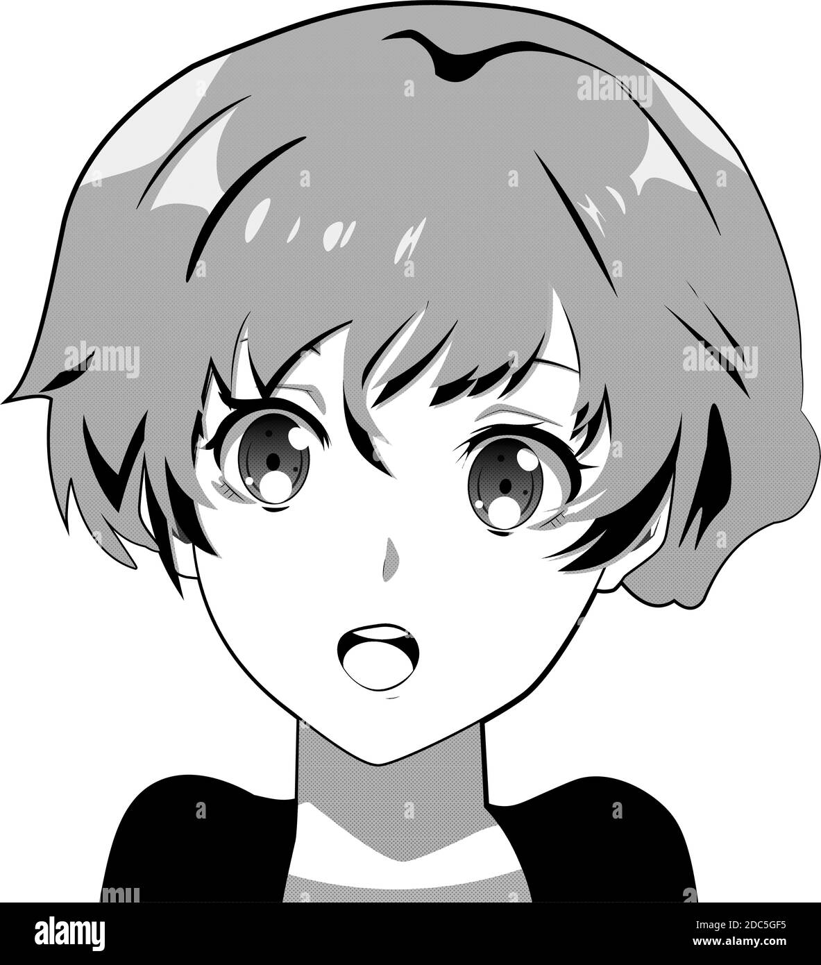 Anime girl short hair Royalty Free Vector Image