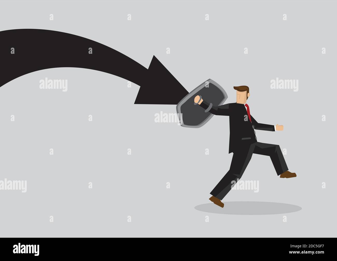 Business Concept Vector Illustration Of A Businessman Holding A Shield 