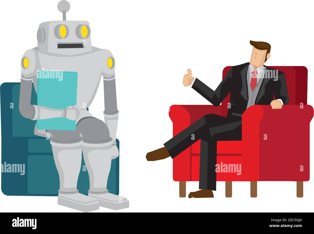 Boss praises robot for doing a good job. Depicts artificial intelligence  and automation taken over future job. Isolated vector cartoon illustration  Stock Vector Image & Art - Alamy