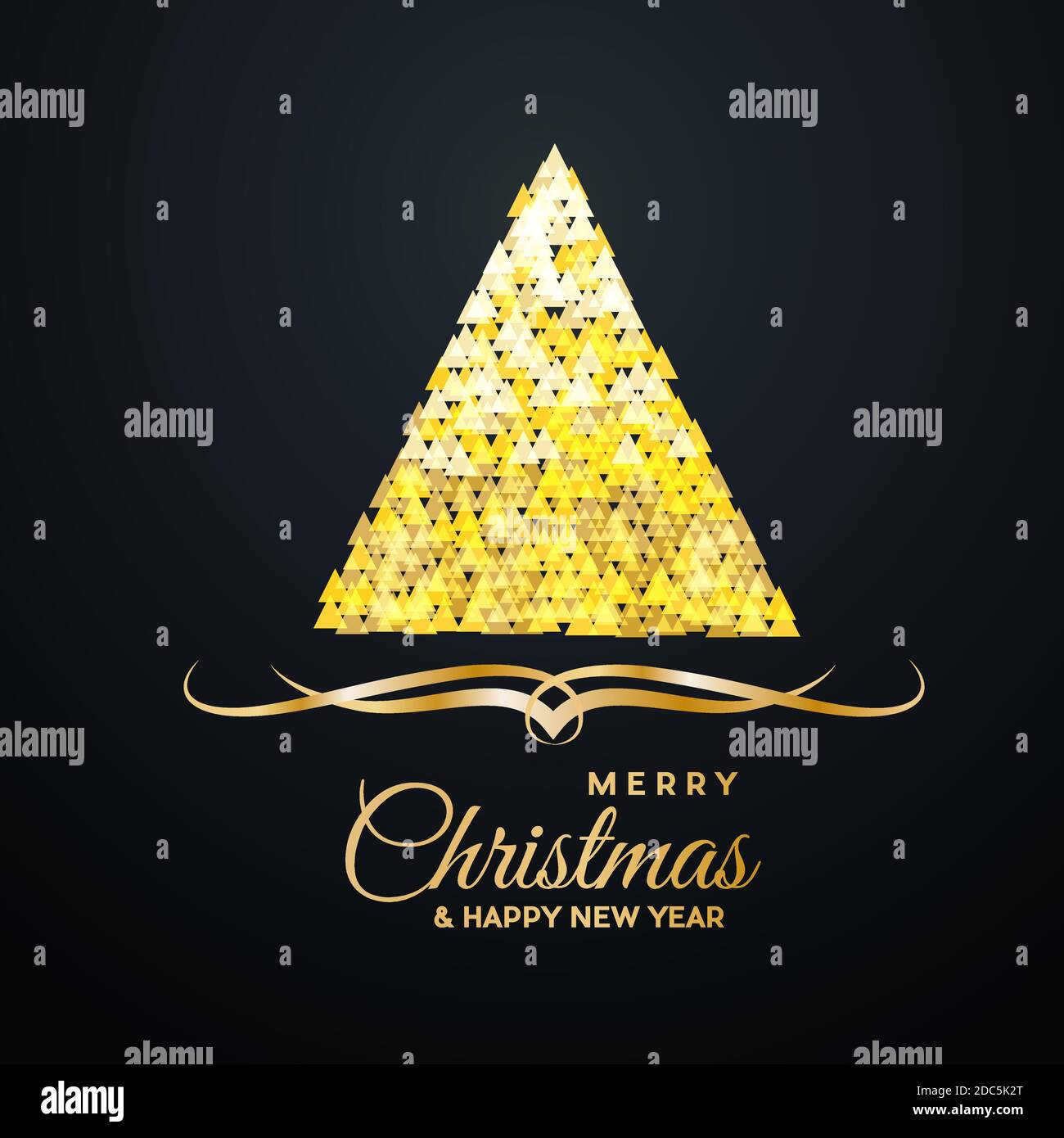 Vector Abstract cover Golden Christmas Tree, with text Stock Vector